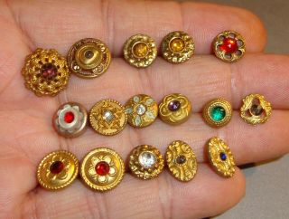 Small Antique Brass Buttons With Glass Centers Small And Perfect For Dolls