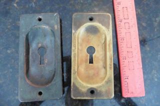 2 Brass Key Holes Plate Vintage Door Escutcheon Skeleton Key Hole Part Backplate