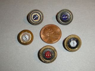 Antique Buttons Brass Settings With Glass Centers 5/8 "