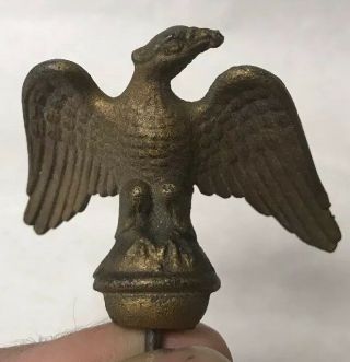 Antique Or Vintage Detailed Solid Bronze American Bald Eagle Finial Flag Topper