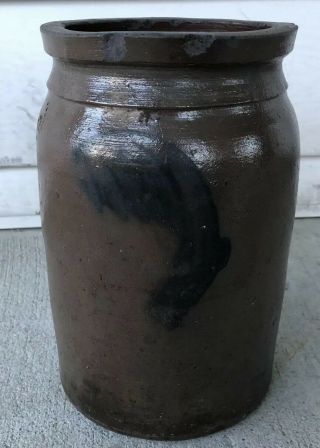 Antique 19th C Stoneware Blue Decorated Great Jar Wrong Capacity Mark