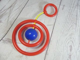 Johnson & Johnson Vintage Baby Rattle Red Round Rings Teether Toy 1977 Parents