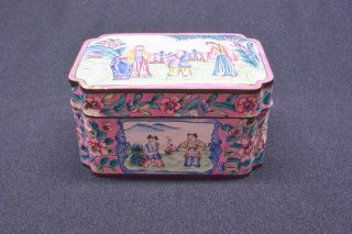 Vintage Chinese Enamel And Brass Trinket Box