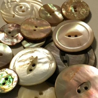 Antique & Vintage Buttons - Mother Of Pearl,  Abalone,  Shell - Various Sizes Lot7