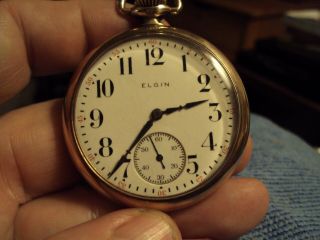 Antique 1917 Elgin Dueber Gold Filled Pocketwatch 17j Running Strong