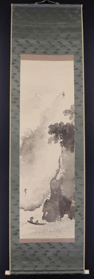 JAPANESE HANGING SCROLL ART Painting Sansui Landscape Asian antique E7765 2