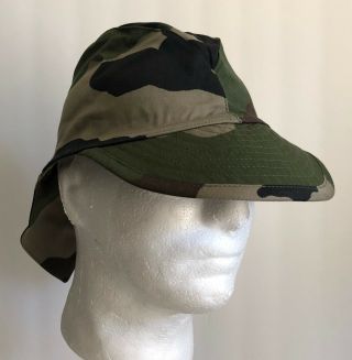 French Military Cce - Camo Swallowtail Neck - Flap Field Cap / Hat - Camouflage Nos