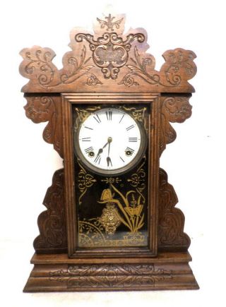 Sessions 8 Day Kitchen Clock 23 1/2 " With Designed Butterfly Glass Tablet - - 1904