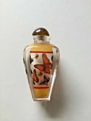 Chinese Reverse Glass Painted Perfume Bottle Signed