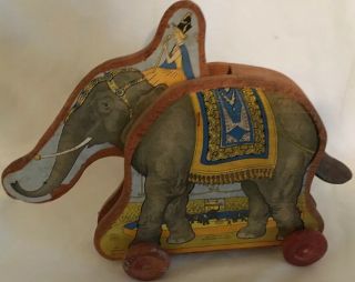 Marquetry Craft Pull Toys Wooden Elephant 1945