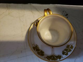 Vintage KPM Gold Embossed Leaf Pattern Tea Cup Saucer Set 2