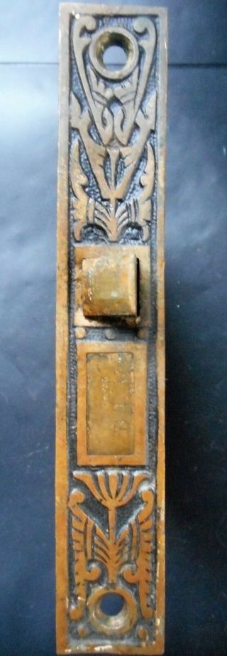 Antique Eastlake Victorian Brass Door Lock From 1870s 2