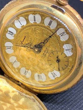 Vintage Arnex Incabloc Ancre De Precision 17 Rubis Pocket Watch Running Swiss 2