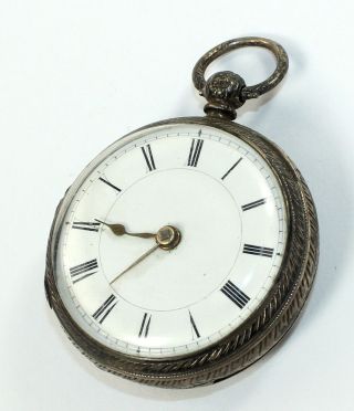 English Key Wind Pocket Watch - 41mm Sterling Silver Case - Dh762