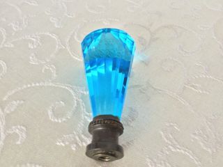 Antique Gorgeous Czechoslovakia Cut Faceted Blue Glass Lamp Finial Aladdin Era