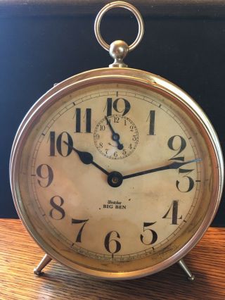 Antique Westclox Big Ben Alarm Wind Up Clock Early Shows 1919 Patent Date