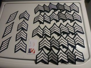 14 Pair Sergeant Military Chevrons Patches (silver And Black),  2 Pair Miltary Ch