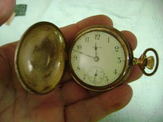 Vintage Elgin Pocket Watch 15 Jewels - Gold Filled Hunter Case Engraved