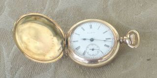 1908 Elgin Grade 354 Pocket Watch 0 Size 14k Gold Fl Etched Dueber Hunter Case