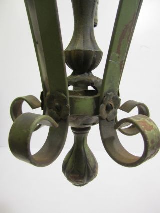 Antique Vtg Gothic Victorian Tudor 5 Bulb Steel Ceiling Chandelier Light Fixture 2