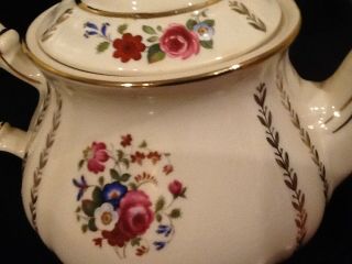 Vintage Porcelain Tea Pot made in England James Sadler Floral Rose 3682 7