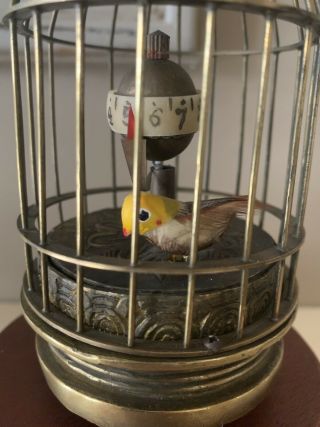 Vintage Automaton Bird In Cage Clock Mechanical Animated J Kaiser Style 2