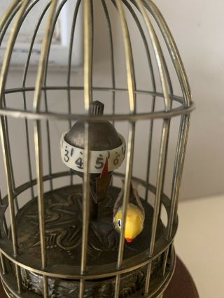 Vintage Automaton Bird In Cage Clock Mechanical Animated J Kaiser Style 3