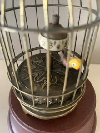 Vintage Automaton Bird In Cage Clock Mechanical Animated J Kaiser Style 4