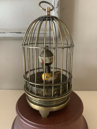 Vintage Automaton Bird In Cage Clock Mechanical Animated J Kaiser Style 8