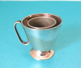 Antique Silver Coated Sewing Thimble Holder.  Footed Tankard.