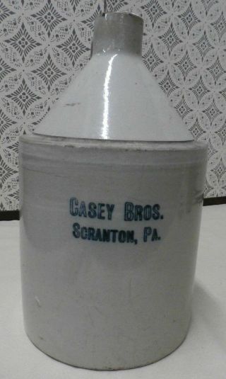 Antique Casey Bros.  Scranton,  Pa.  One Gallon Stoneware Whiskey Crock
