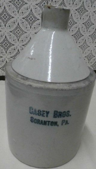 Antique Casey Bros.  Scranton,  Pa.  One Gallon Stoneware Whiskey Crock 2