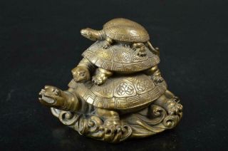 S7026: Chinese Copper Turtle - Shaped Paper Weight Bunchin Calligraphy Tool.