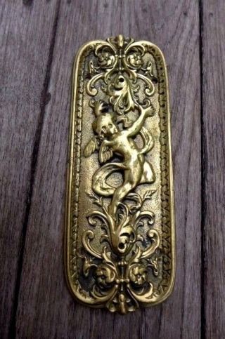 Solid Brass Decorative Finger Plate Push Door Angel / Cherub Design Unique