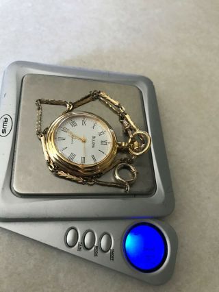 Bulova 10k Gold Plated Pocket Watch w/Gold Filled FobChain,  Runs FREEship,  4998 3