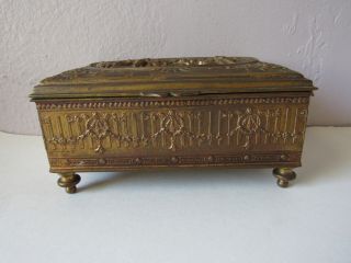 Antique JB Jenning Brothers Brass Repousse Trinket Dresser/ Cigarette Box/ 4
