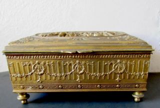 Antique JB Jenning Brothers Brass Repousse Trinket Dresser/ Cigarette Box/ 5