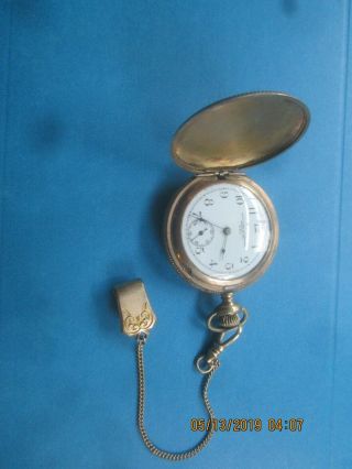 Antique York Standard Pocket Watch “victory” Gf Case W/ Chain & Belt Clip