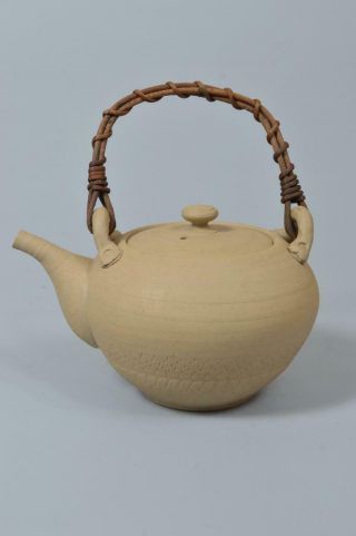 S6965: Japanese Echizen - Ware Unglazed Earthenware Teapot Kyusu Sencha