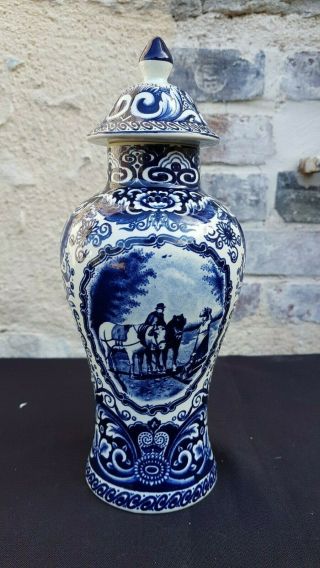 Vase Boch Delft,  Faience,  Delft,  20th Century,  Blue And White