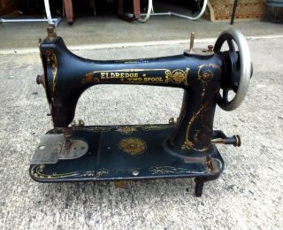 Rare Antique Eldredge Two Spool Lock Stitch National Sewing Machine Ser.  H4754