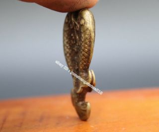 4.  5 CM China Pure Bronze Copper Double carp Fish Animal Amulet Pendant Necklace 5