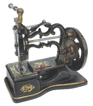 Pre - 1873 Miniature Cast - Iron Antique Sewing Machine