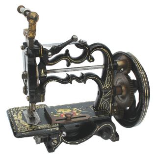 Pre - 1873 miniature cast - iron antique sewing machine 5