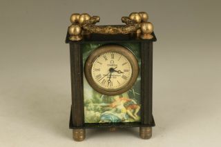 Unique Chinese Old Copper Crystal Mechanical Movement Table Watch Clock