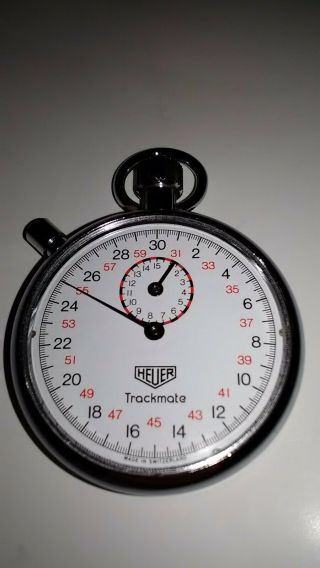 Vintage Heuer Trackmate Mechanical Stop Watch Great No Glass Crystal Bezel