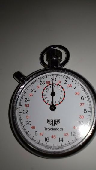 VINTAGE HEUER TRACKMATE MECHANICAL STOP WATCH GREAT No Glass Crystal Bezel 2