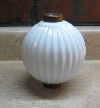 Milk Glass Lightning Rod Ball With Stripe Design