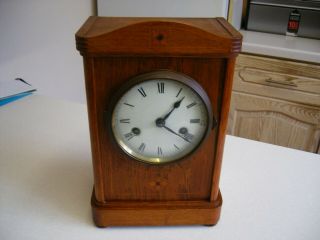 Antique Oak Cased Hamburg American Mantel Clock - For Repair (2085)