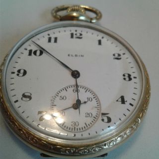 Vintage Elgin Size 12 Grade 303 Model 3 Gold Filled Pocket Watch Running